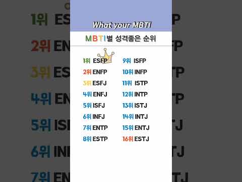 MBTI별 성격좋은 순위