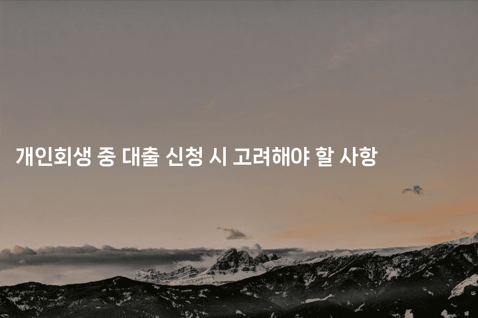 개인회생 중 대출 신청 시 고려해야 할 사항-꿈꾸미